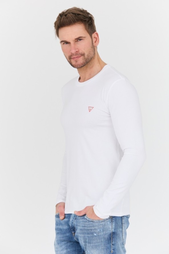 GUESS Biały longsleeve Core Tee