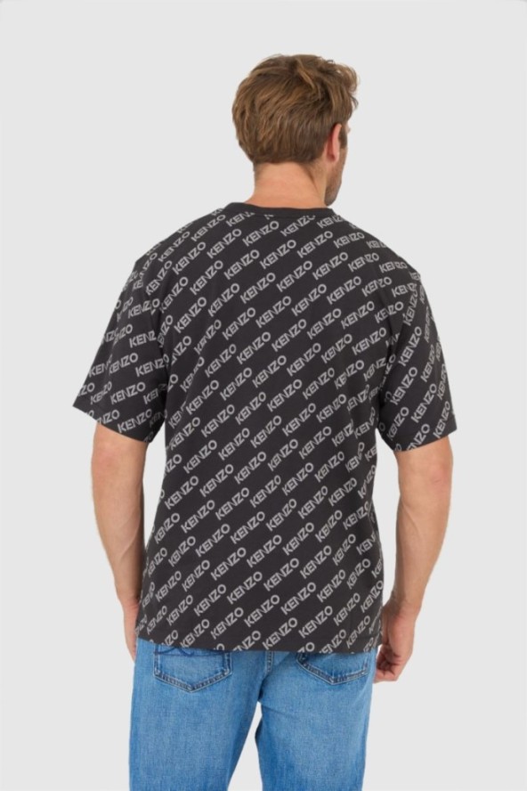 KENZO Czarny t-shirt męski monogram oversize