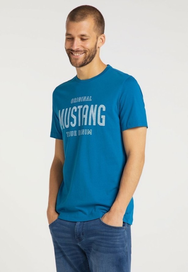 MUSTANG TSHIRT Alex C Print MYKONOS BLUE MYKONOS BLUE 1009519 5320