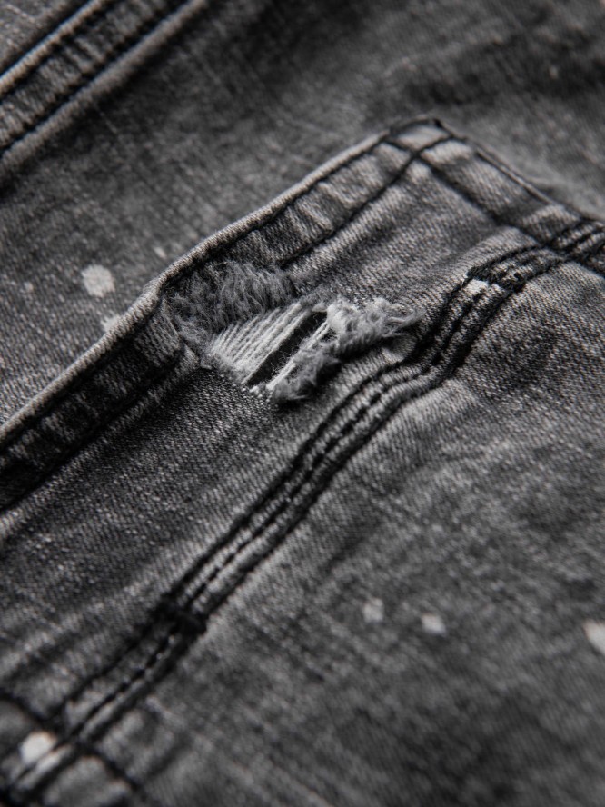 Spodnie męskie jeansowe z dziurami SLIM FIT - szare V2 P1065 - XXL