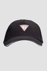 GUESS Czarna czapka z daszkiem Triangle Patch