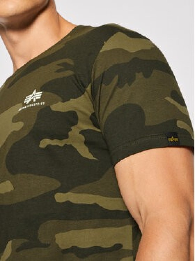 Alpha Industries T-Shirt Basic T Small Logo Camo 188505C Zielony Regular Fit
