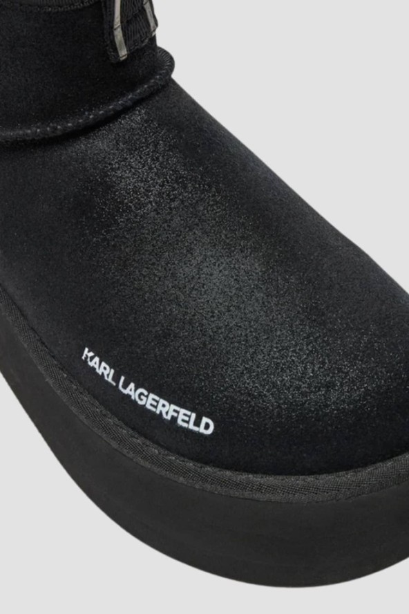 KARL LAGERFELD Czarne botki zamszowe THERMO Lo Slip On Boot