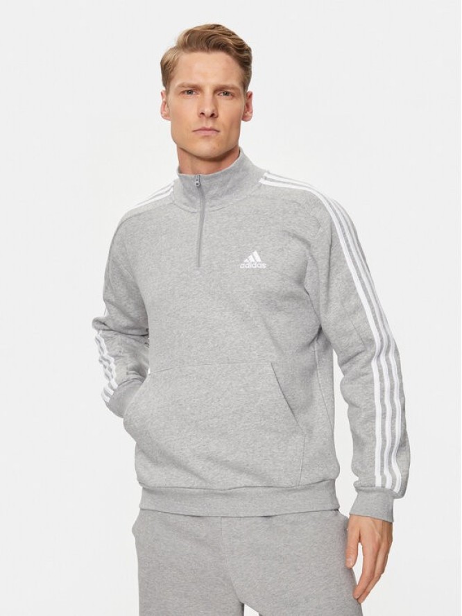 adidas Bluza Essentials Fleece 3-Stripes IJ8905 Szary Regular Fit