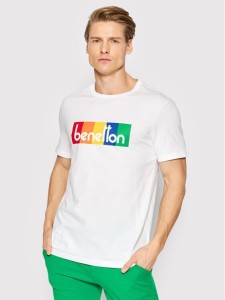 United Colors Of Benetton T-Shirt 3I1XU100A Biały Regular Fit