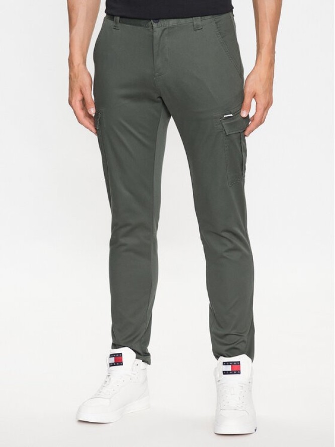 Tommy Jeans Spodnie materiałowe DM0DM14484 Zielony Slim Fit