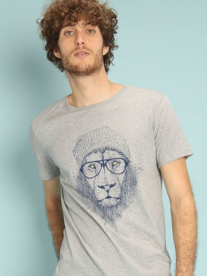 WOOOP Koszulka "Cool lion" w kolorze szarym rozmiar: S