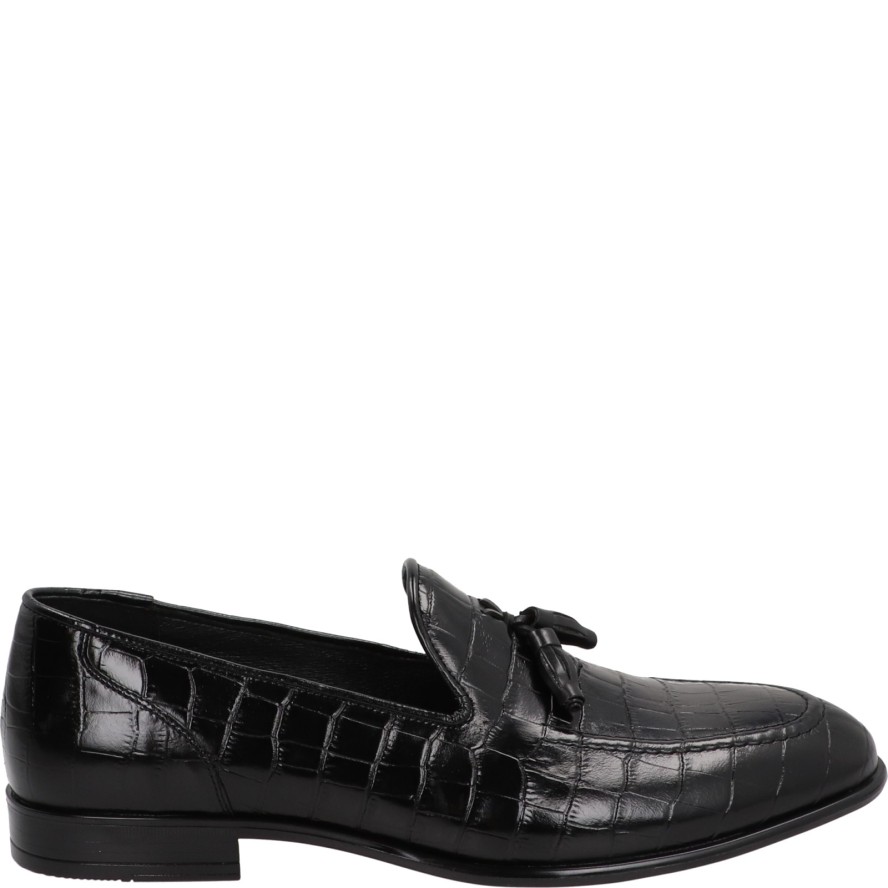 MOKASYNY MĘSKIE 7061 CROCO NERO