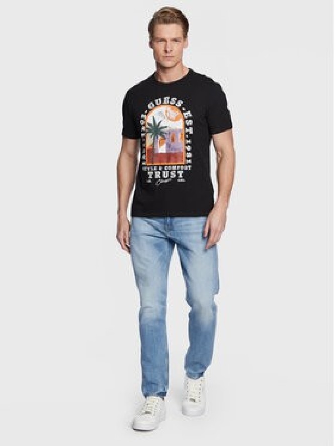 Guess T-Shirt Palm Window M3GI10 K6XN4 Czarny Slim Fit