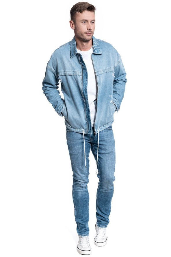 MĘSKA KURTKA JEANSOWA JACK & JONES JJICOACH JACKET OVERSIZE BLUE DENIM 12144846