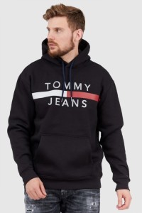TOMMY JEANS Czarna bluza męska z odblaskowym logo
