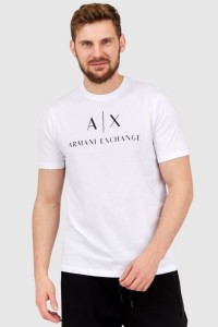 ARMANI EXCHANGE Biały t-shirt męski z czarnym logo