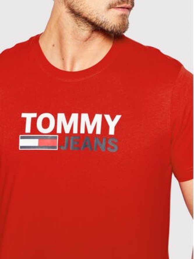 Tommy Jeans T-Shirt Corp Logo DM0DM15379 Czerwony Regular Fit