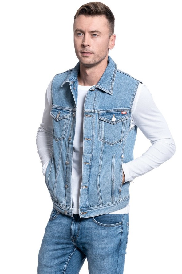 MĘSKI BEZRĘKAWNIK JEANSOWY MUSTANG BIKER VEST 1009610 5000 210