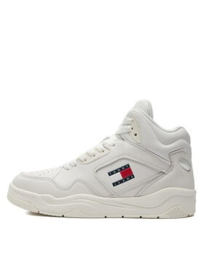 Tommy Jeans Sneakersy Tjm Basket Mid Top EM0EM01413 Écru