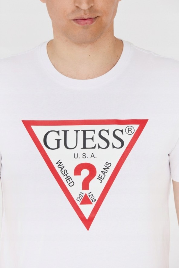 GUESS T-shirt męski biały z dużym logo