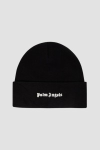 PALM ANGELS Czarna czapka z gumowym logo