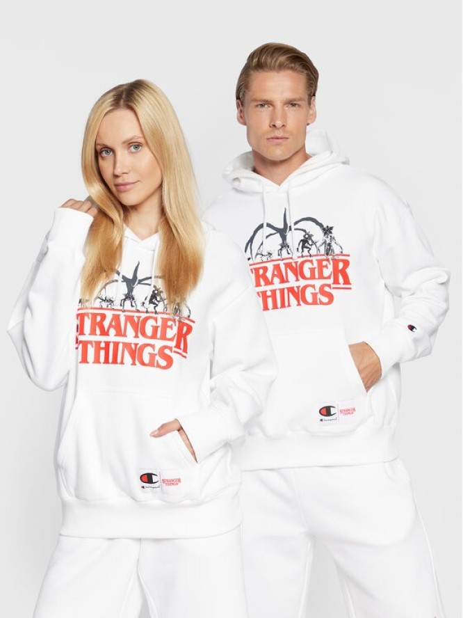 Champion Bluza STRANGER THINGS Unisex 217780 Biały Regular Fit