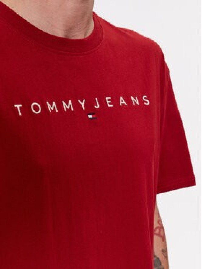 Tommy Jeans T-Shirt Linear Logo DM0DM17993 Czerwony Regular Fit