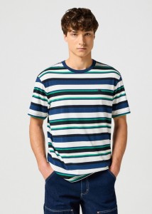 WRANGLER SS STRIPE TEE MĘSKA KOSZULKA T-SHIRT NAVY 112357450 W7B5017358