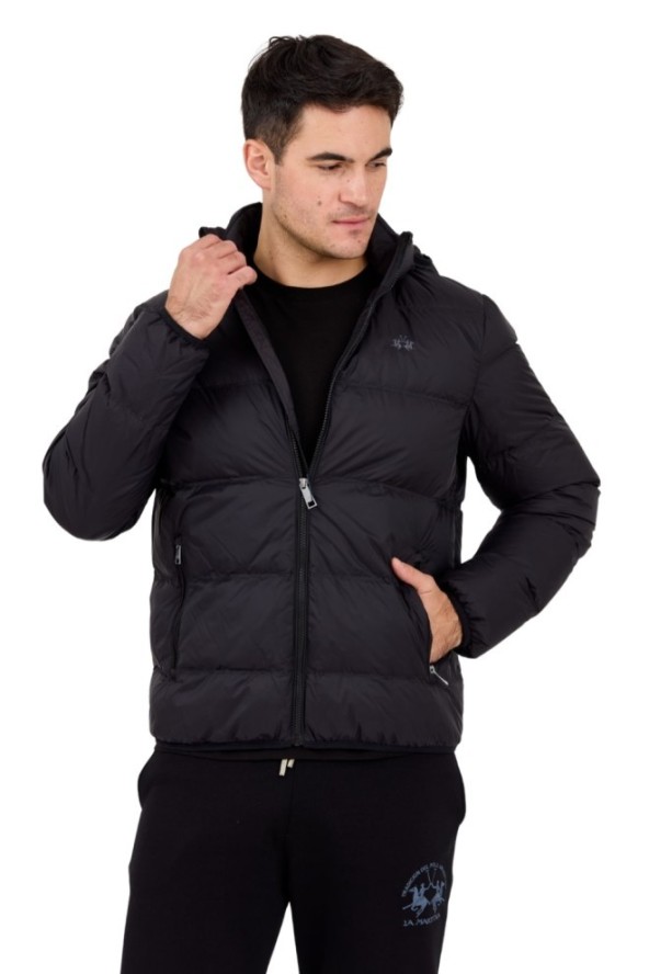 LA MARTINA MAN Czarna pikowana męska kurtka Outerwear Basic Nylon