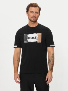 Boss T-Shirt Open 50531795 Czarny Regular Fit