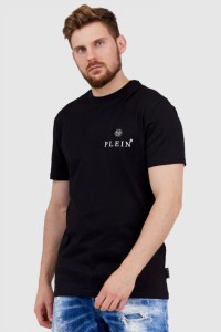 PHILIPP PLEIN Czarny t-shirt męski Round neck ss iconic plein