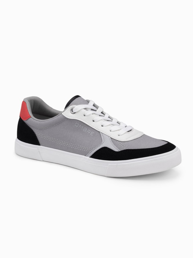 Buty męskie sneakersy z kolorowymi akcentami - szare V4 OM-FOTL-0146 - 44