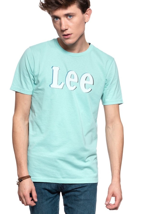 LEE T SHIRT DISTORTED LOGO TEE FADED MINT L61OFENC