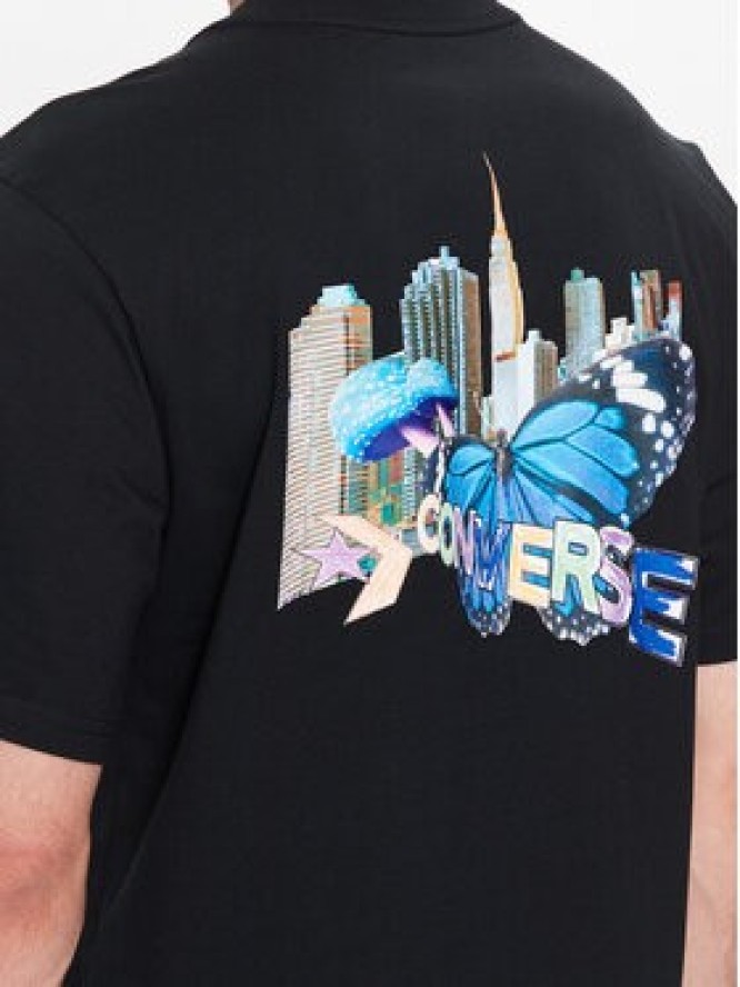 Converse T-Shirt City Butterfly 10024616-A02 Czarny Regular Fit