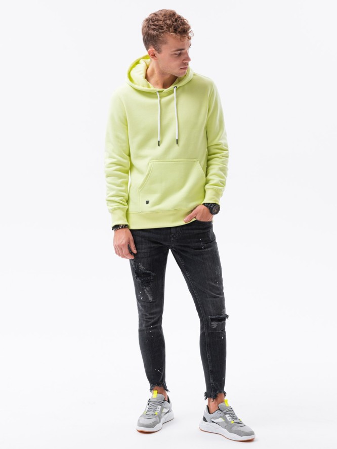Bluza męska z kapturem BASIC - limonkowa V8 OM-SSBN-0120 - XL