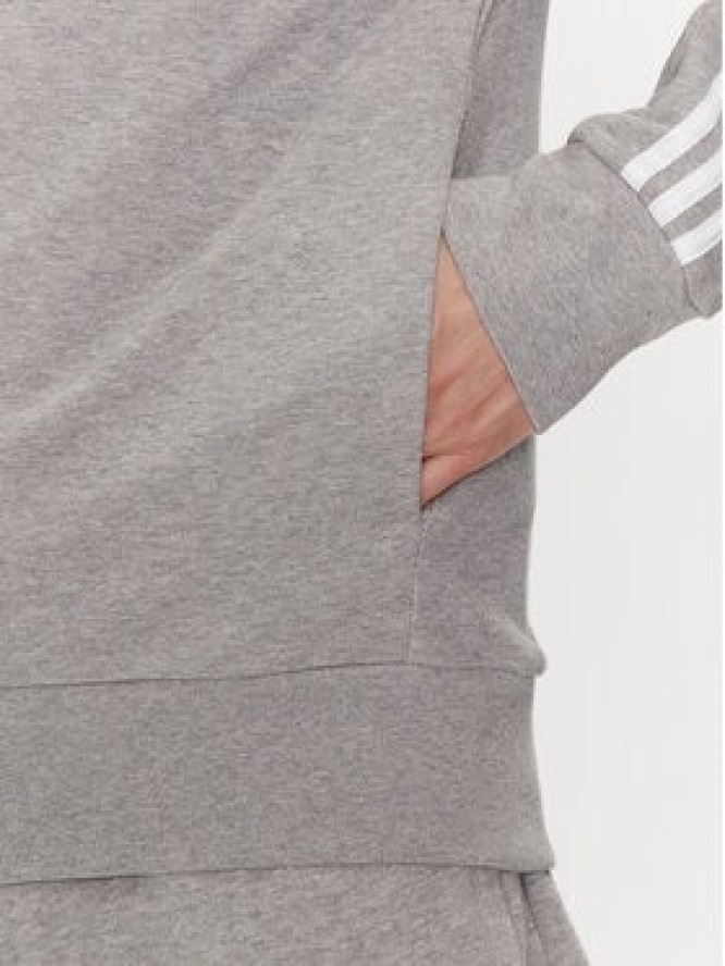 adidas Bluza Essentials French Terry 3-Stripes Full-Zip Hoodie IC9833 Szary Regular Fit