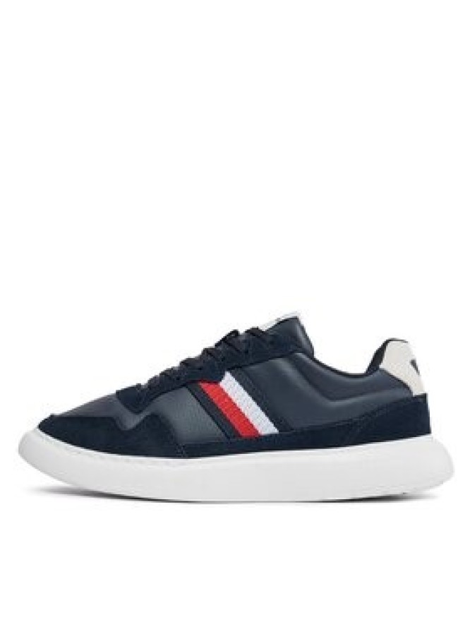 Tommy Hilfiger Sneakersy Light Cupsole Lth Mix Stripes FM0FM04889 Niebieski