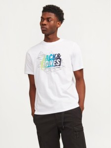 Jack&Jones T-Shirt Map 12257908 Biały Regular Fit