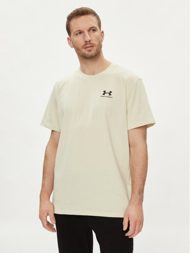 Under Armour T-Shirt Ua M Logo Emb Heavyweight Ss 1373997-273 Beżowy Loose Fit