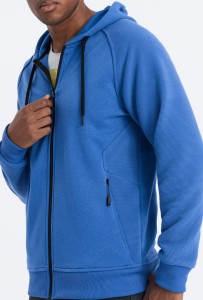 Bluza męska rozpinana z kapturem - niebieska V8 OM-SSZP-0124 - XXL