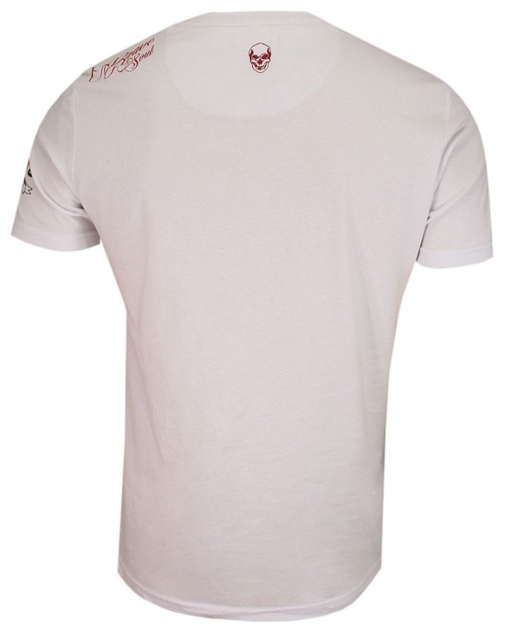 Biały T-Shirt (Koszulka) z Nadrukiem -BRAVE SOUL- Męski, Okrągły Dekolt, Brodacz, Barber, Hipster