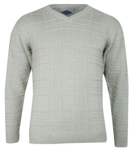 Sweter Jasny Beżowy w Serek, Dekolt V-neck, Elegancki -KINGS- Męski