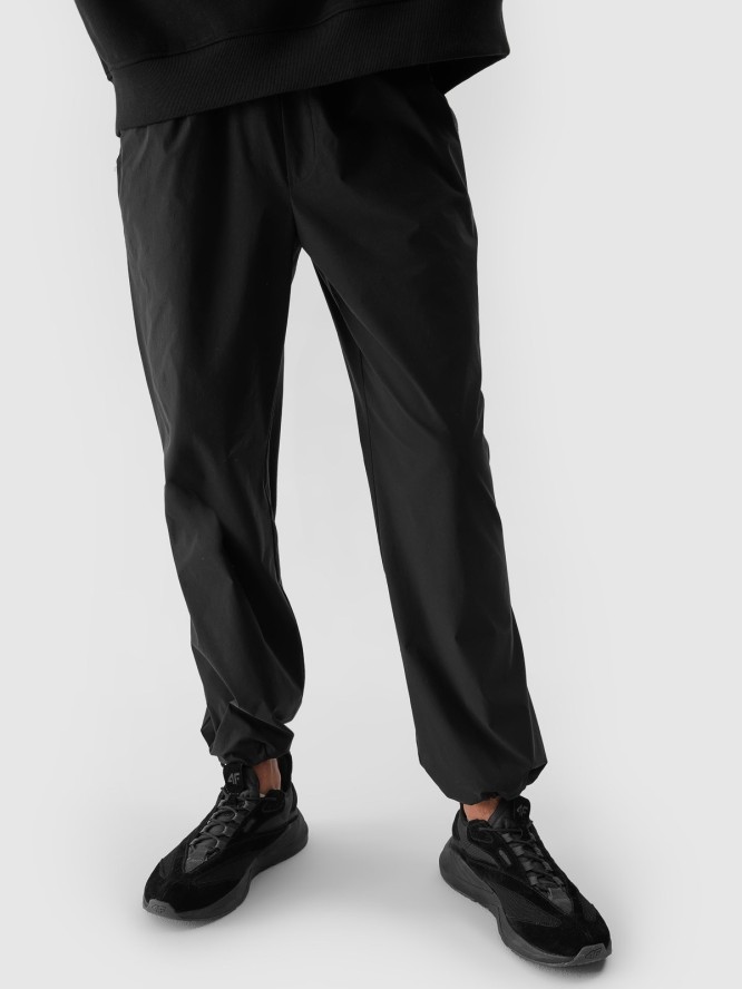 Spodnie casual z szerokimi nogawkami męskie - czarne