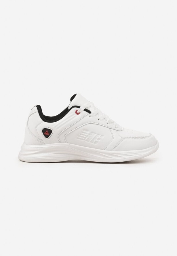 Białe Płaskie Sznurowane Buty Sportowe Sneakersy Ozdobione Tłoczeniami Holeria