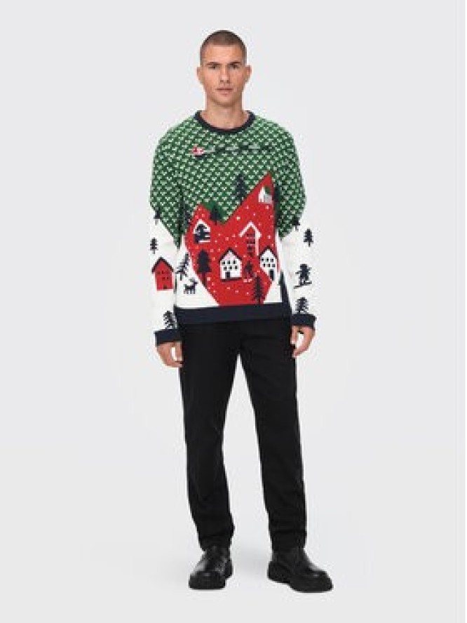 Only & Sons Sweter Xmas 22023349 Zielony Regular Fit