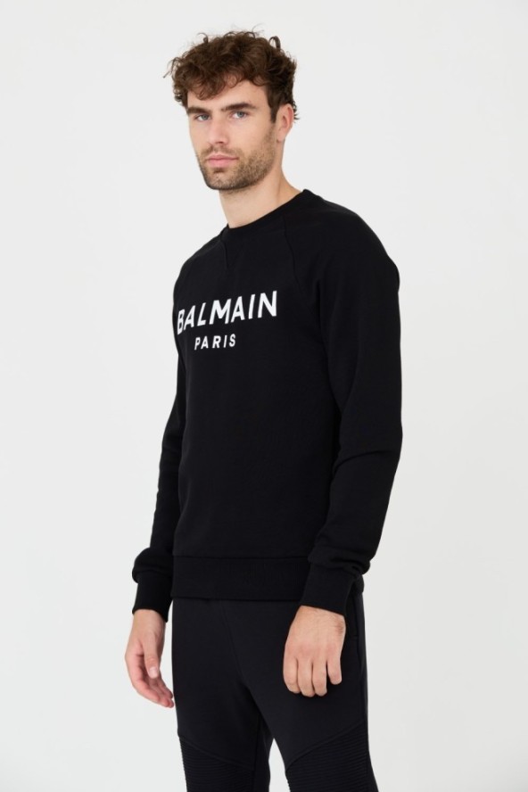 BALMAIN Czarna bluza Printed Sweatshirt