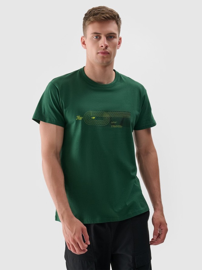 T-shirt z nadrukiem regular męski - zielony