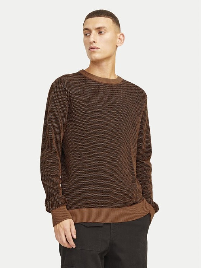 Jack&Jones Sweter Globe 12258139 Brązowy Regular Fit