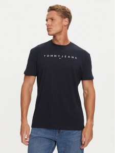 Tommy Jeans T-Shirt Linear Logo DM0DM20744 Granatowy Regular Fit