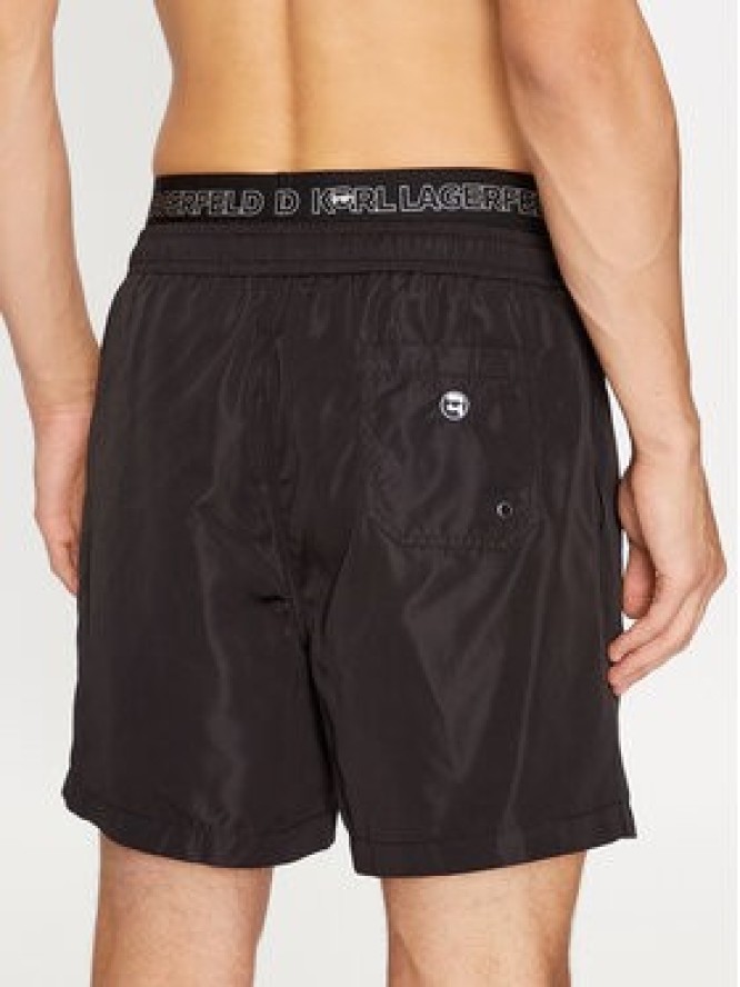 KARL LAGERFELD Szorty plażowe Ikonik 2.0 Elastic Med Shorts 235M2213 Czarny Regular Fit