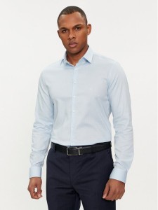 Calvin Klein Koszula Micro Dot K10K112884 Błękitny Slim Fit