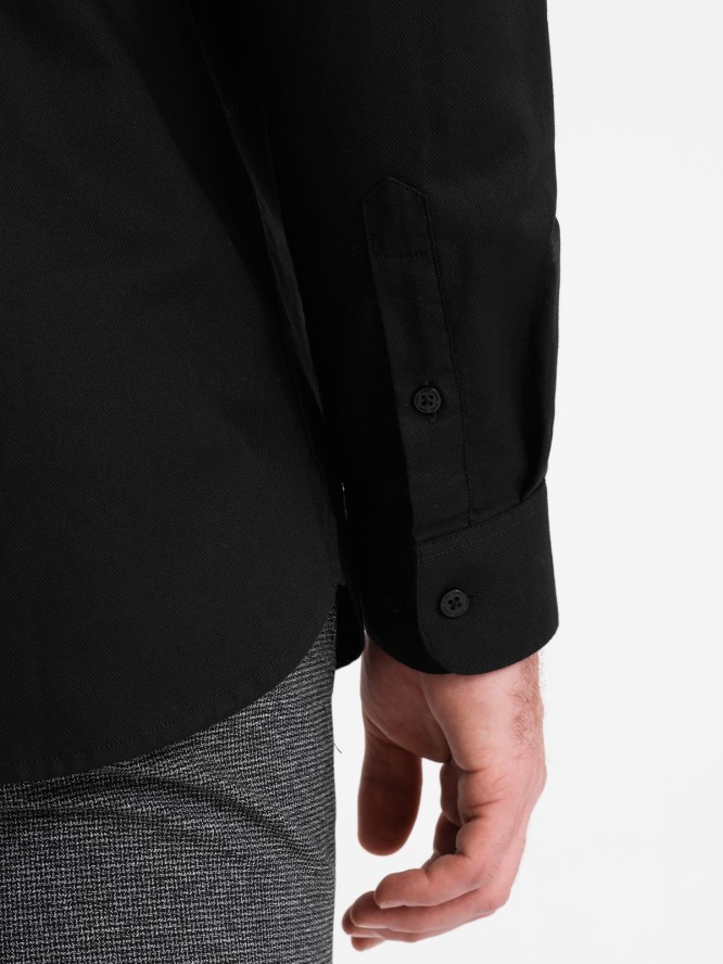 Bawełniana męska koszula z kieszenią REGULAR FIT - czarna V1 OM-SHCS-0147 - XXL