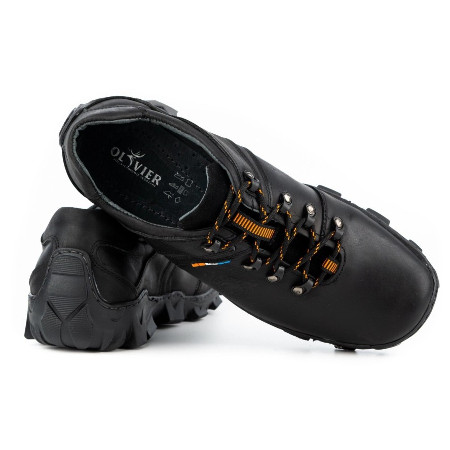 Olivier Skórzane buty trekkingowe męskie 214GT czarne