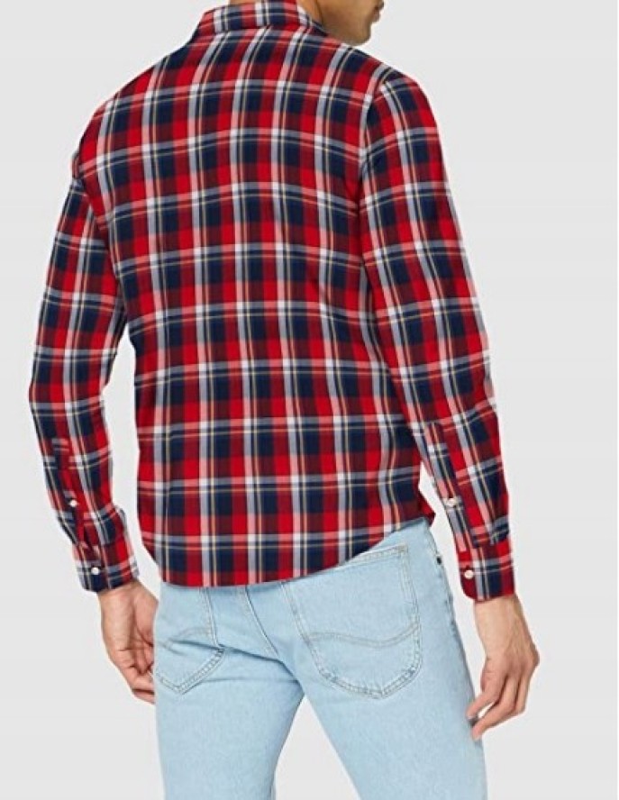 LEE REGULAR SHIRT MĘSKA KOSZULA MATERIAŁOWA W KRATĘ CORE RED L69HMEMN